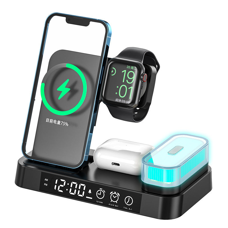 4-in-1 Wireless Charging Station with Alarm Clock & RGB Night Light