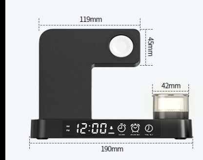 4-in-1 Wireless Charging Station with Alarm Clock & RGB Night Light