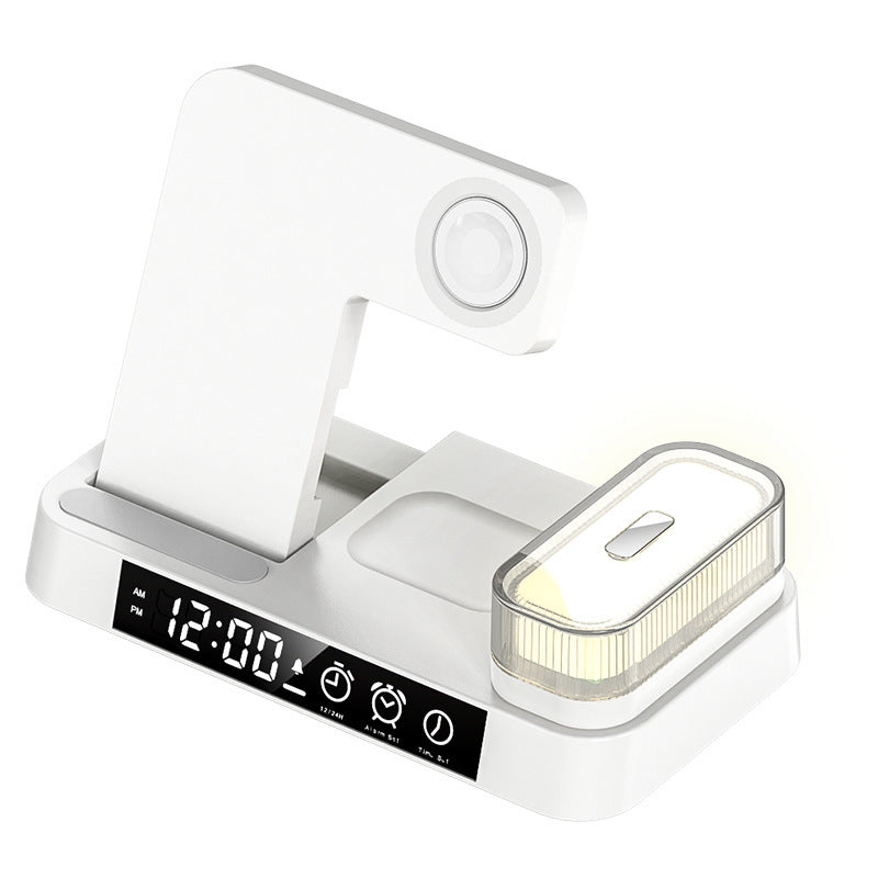 4-in-1 Wireless Charging Station with Alarm Clock & RGB Night Light