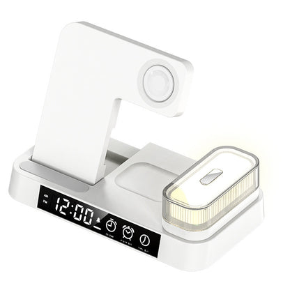 4-in-1 Wireless Charging Station with Alarm Clock & RGB Night Light